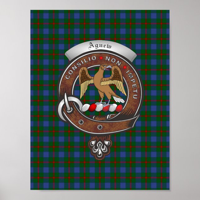 Agnew Klan Badge & Tartan 8.5x11 Poster (Framsidan)