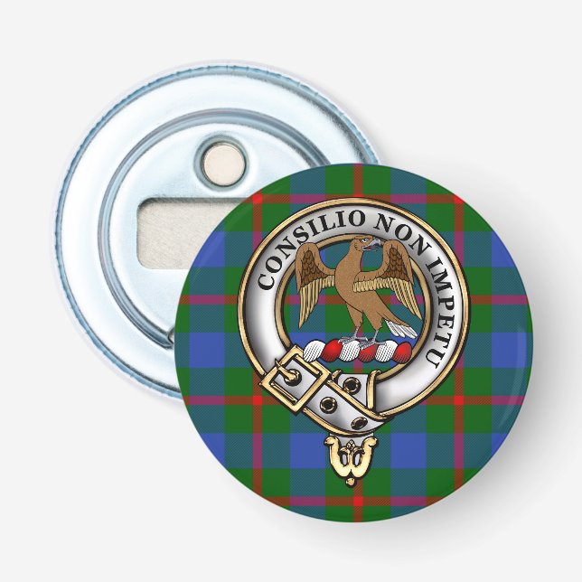 Agnew Klan Badge & Tartan Flasköppnare (Framsidan)