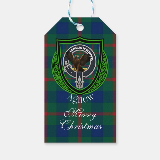 Agnew Scottish Clan Tartan & Crest Presentetikett (Framsidan)