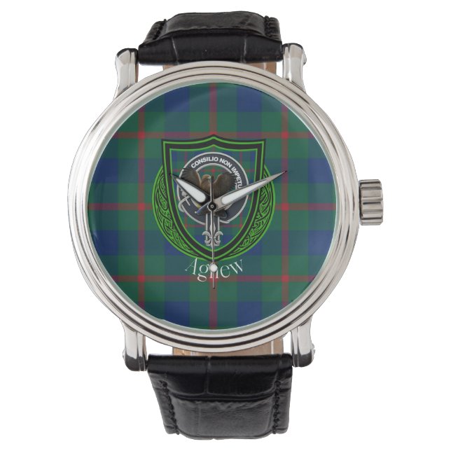 Agnew Scottish Klan Tartan & Vapensköld Armbandsur (Framsida)