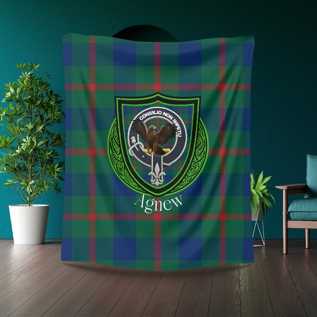 Agnew Scottish Klan Tartan & Vapensköld Fleecefilt (Skapare uppladdad)