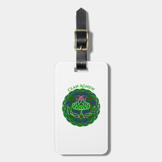 Agnew Scottish Tartan Celtic Thistle Bagagebricka (Vertikal Framsida)