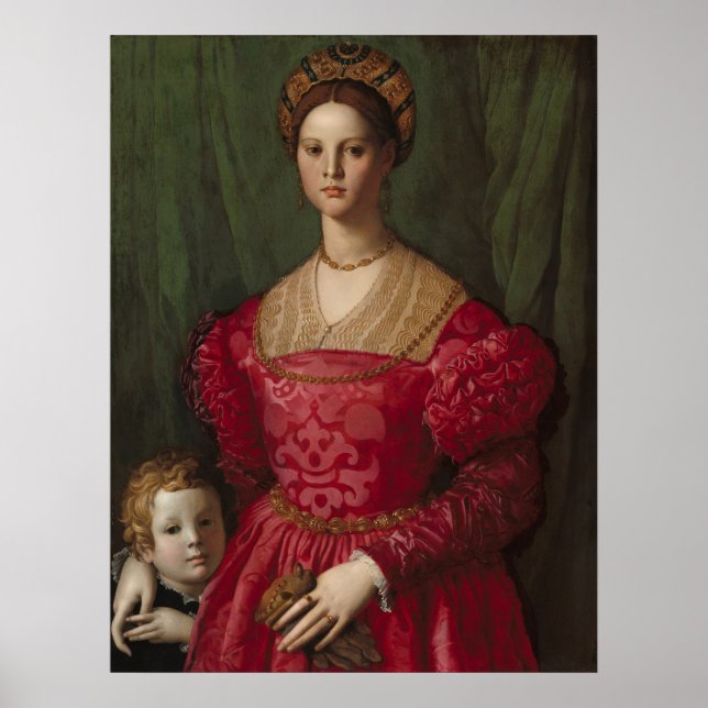 Agnolo Bronzino A Young Woman och Hennes lille Boy Poster (Framsidan)