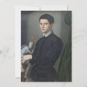Agnolo Bronzino - Porträtt vid en Man Holding Stat Inbjudningar