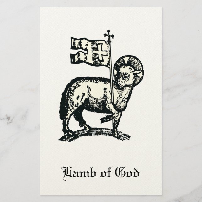 Agnus Dei Påskens Guds lamm Finkonst  Brevpapper (Framsida)