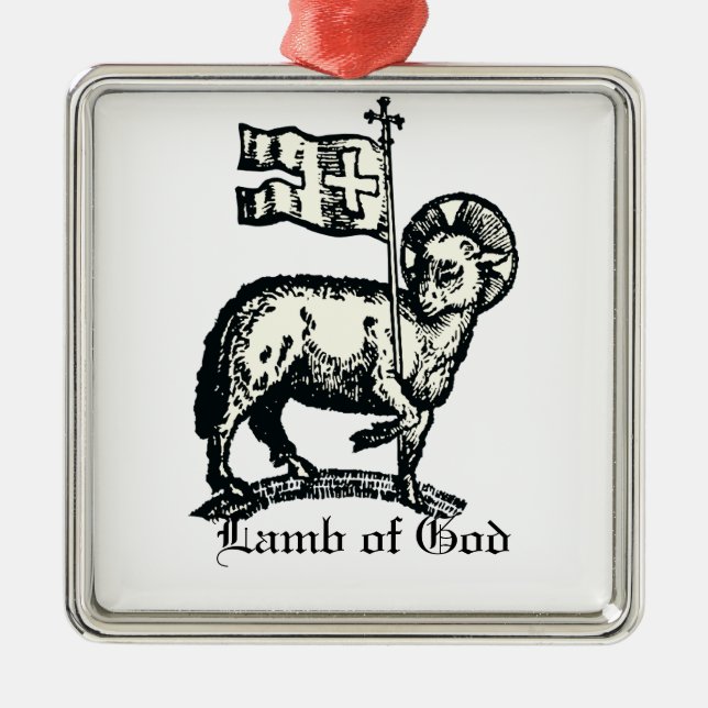 Agnus Dei Påskens Guds lamm Finkonst  Julgransprydnad Metall (Framsidan)