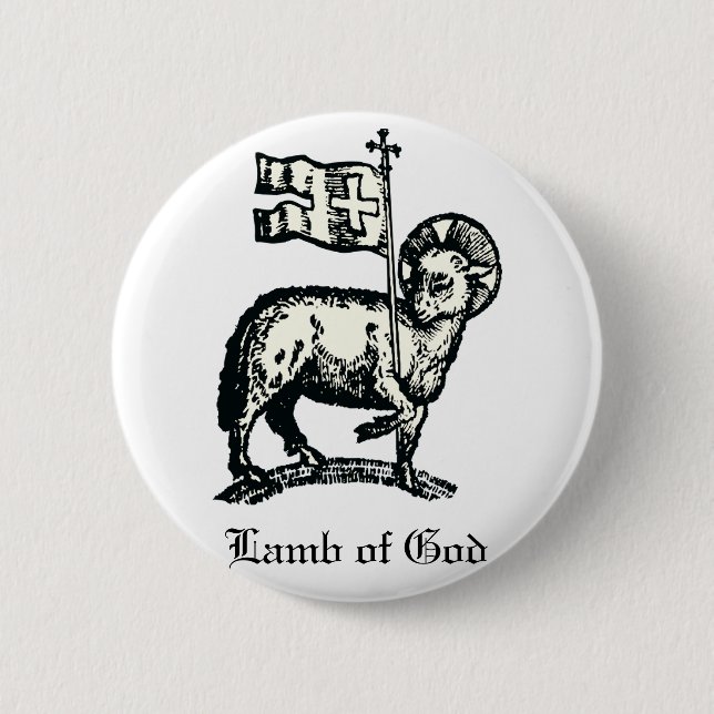 Agnus Dei Påskens Guds lamm Finkonst  Knapp (Framsida)