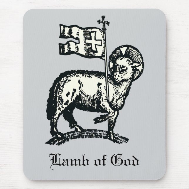 Agnus Dei Påskens Guds lamm Finkonst Musmatta (Framsidan)