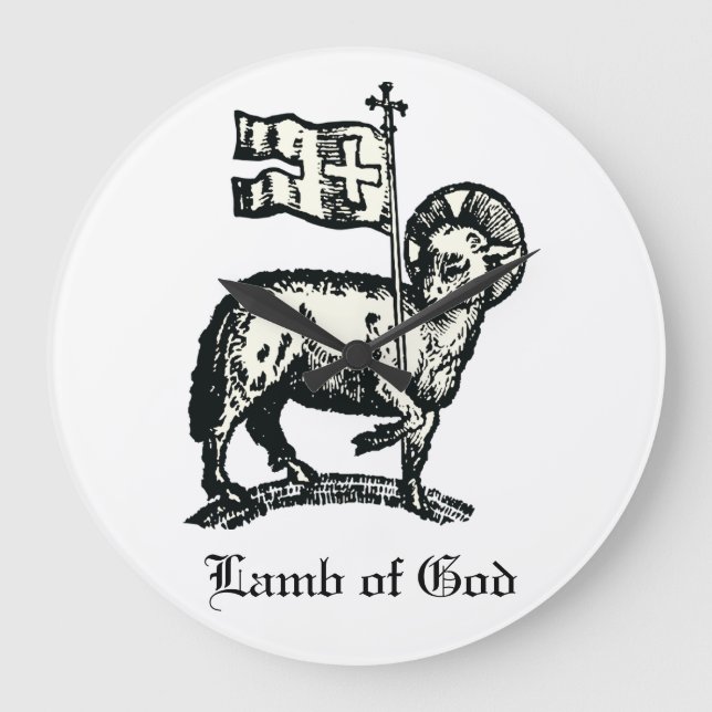 Agnus Dei Påskens Guds lamm Finkonst Stor Klocka (Framsida)