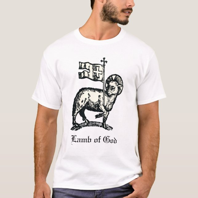 Agnus Dei Påsklammet Guds Fin Konst T Shirt (Framsida)