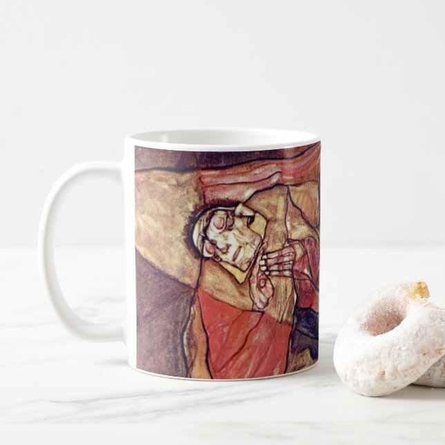 Agoni, den sista kampen av Egon Schiele Kaffemugg (Med munk)