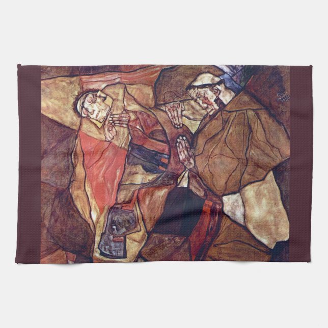 Agoni, den sista kampen av Egon Schiele Kökshandduk (Horisontell)