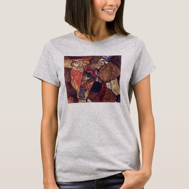 Agoni, den sista kampen av Egon Schiele Tee Shirt (Framsida)
