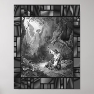 Agony in Garden Dore Jesus och Angel Poster