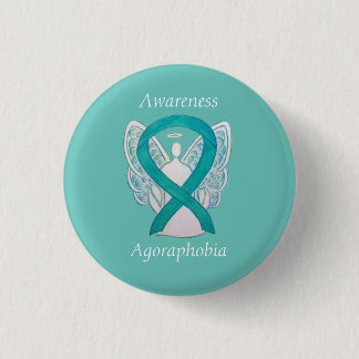 Agoraphobia Awareness Angel Teal Ribbon Anpassning Knapp
