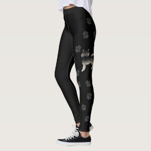 Agouti Alaskan Malamute Söt Tecknad Hund & Tass Leggings