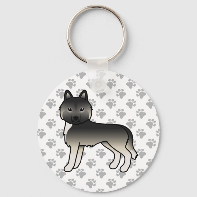 Agouti Siberian Husky Tecknad Hund & Klohänge Nyckelring (Framsida)