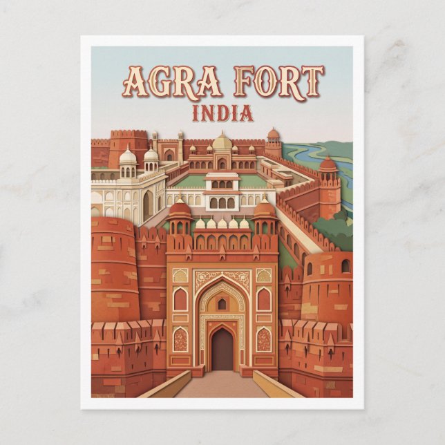 Agra Fort Indien Vykort (Framsida)