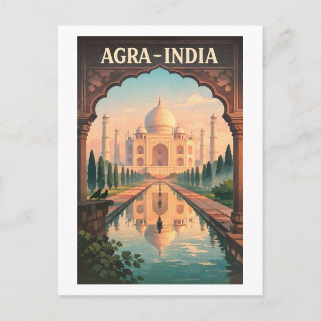Agra stad, Indien retro-resa 2026 Vykort (Framsida)