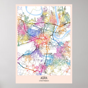Agra Uttar Pradesh City Karta Poster