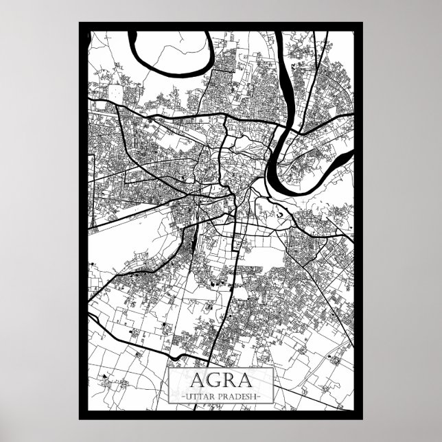 Agra Uttar Pradesh City Map Poster (Framsidan)