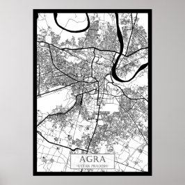 Agra Uttar Pradesh Stadskarta Poster