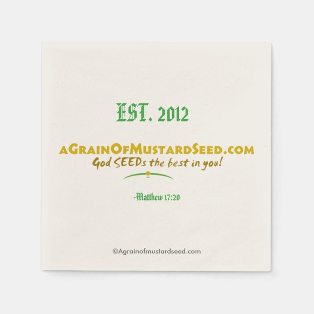 Agrainofmustardseed.com EST 2012 Pappersservett (Framsidan)