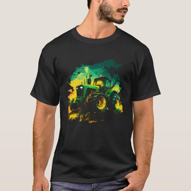 Agriculture farmers driving thick trekkers tractor t shirt (Framsida)