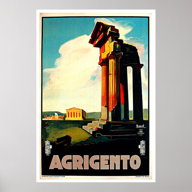 Agrigento Sicily Italien Travel Art Poster (Framsidan)