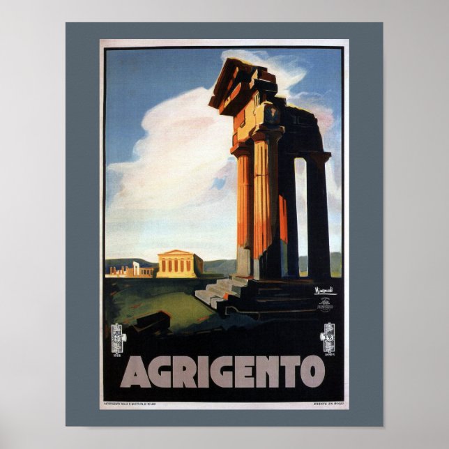 Agrigento Vintage Italy Travel Poster (Framsidan)
