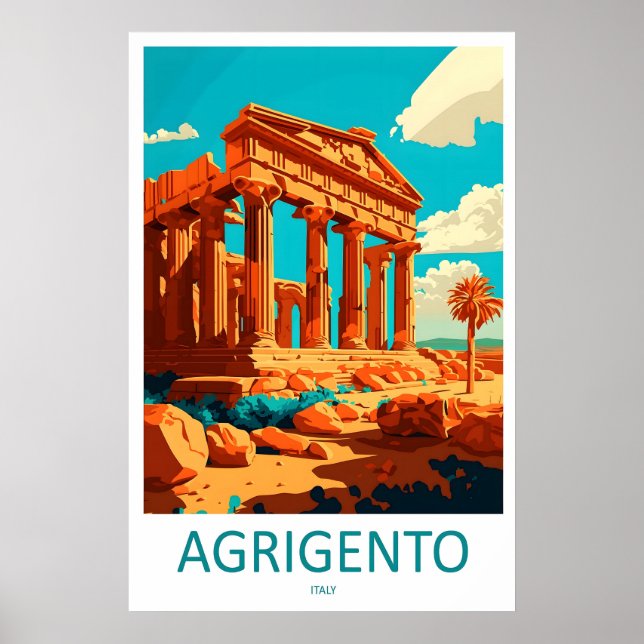 Agrigento Vintage Reseskylt för Skidnationalpark Poster (Framsidan)