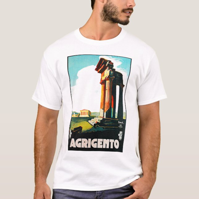 Agrigento vintage resorannonsering t shirt (Framsida)