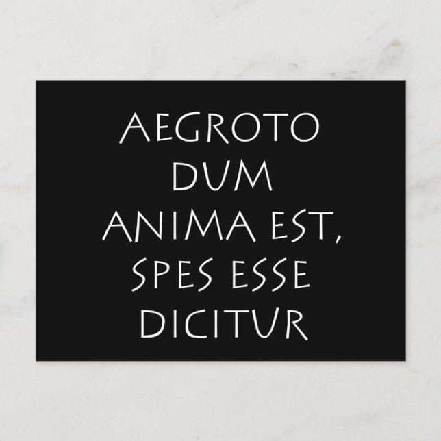 Agroto dum anima est spes esse dicitur vykort (Framsida)