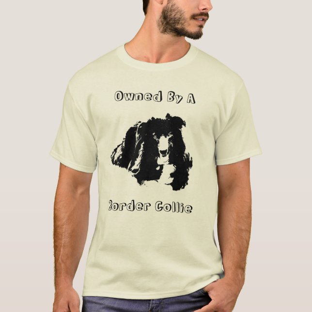 Ägt av en Gräns Collie Cute Hund T Shirt (Framsida)