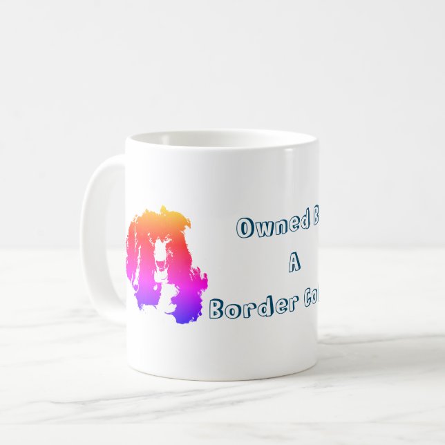 Ägt av en Gräns Collie Rolig hund Kaffemugg (Framsida vänster)