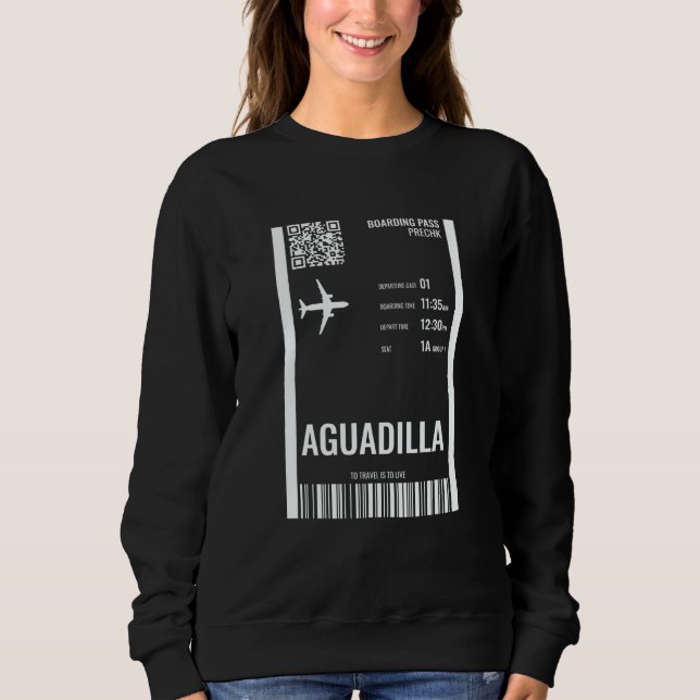Aguadilla Puerto Rico Boarding Pass Airline Ticket T Shirt (Framsida)