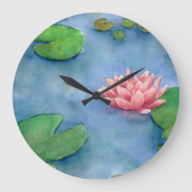 Aguarela Flôr de Lotús  Stor Klocka (Framsida)
