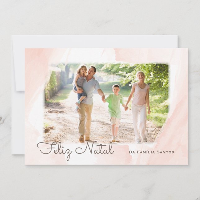 Aguarela foto moderna Feliz Natal Julkort (Framsida)