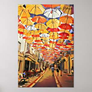 Agueda Umbrella Himlar Portugal Poster