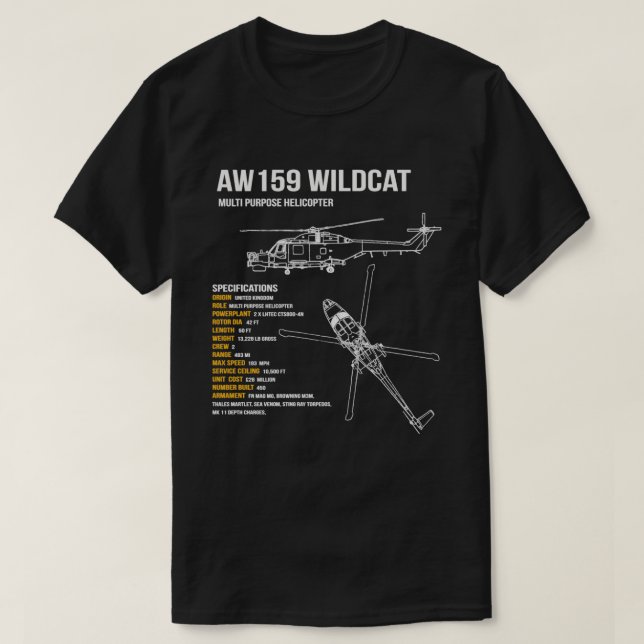 Ah1 Wildcat Helicopter T Shirt (Design framsida)