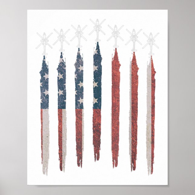 AH64 Apache Helicopter American Flagga Apache Squa Poster (Framsidan)