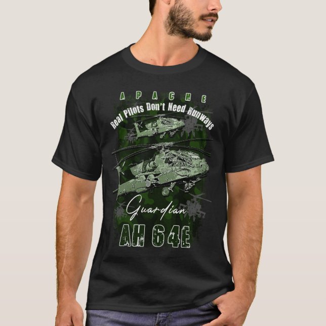 AH64 Apache Us Luft Force-attackhelikopter med T Shirt (Framsida)