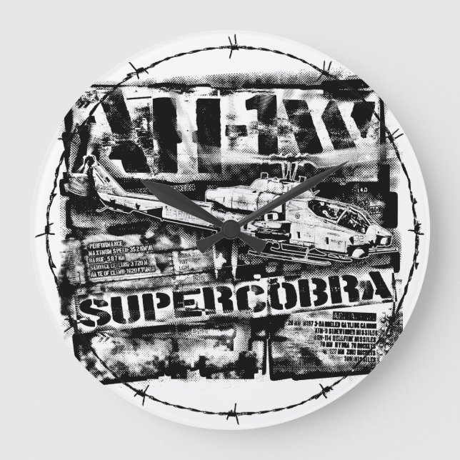 AH-1 SuperCobra Large Clock Acrylic Wall Wall Cloc Stor Klocka (Framsida)