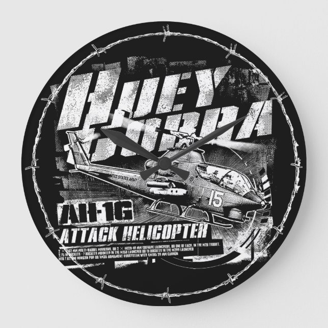 AH-1G HueyCobra Large Clock Acrylic Wall Wall Cloc Stor Klocka (Framsida)