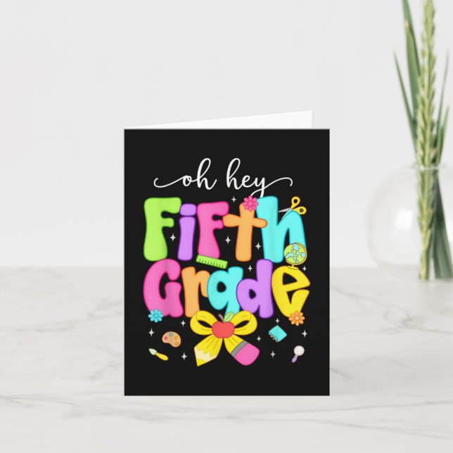 Åh, 5:e Klass-coquette Bow Lycklig Back to school Kort (Framsida)