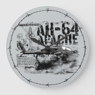 AH-64 Apache akrylväggslås Stor Klocka