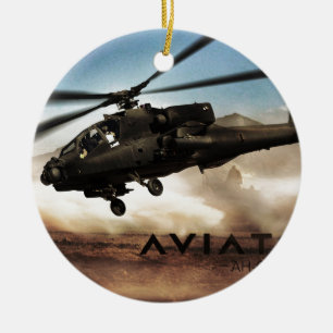AH-64 Apache Helicopter Julgransprydnad Keramik
