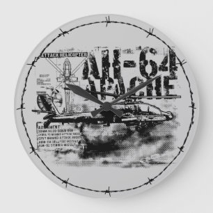 AH-64 Apache Round (Large) Wall Clock Stor Klocka