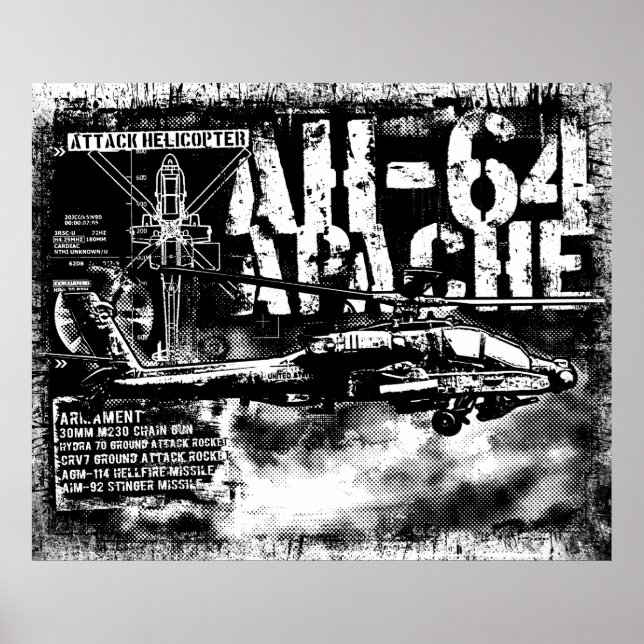 AH-64 Apache-utskrift Poster (Framsidan)