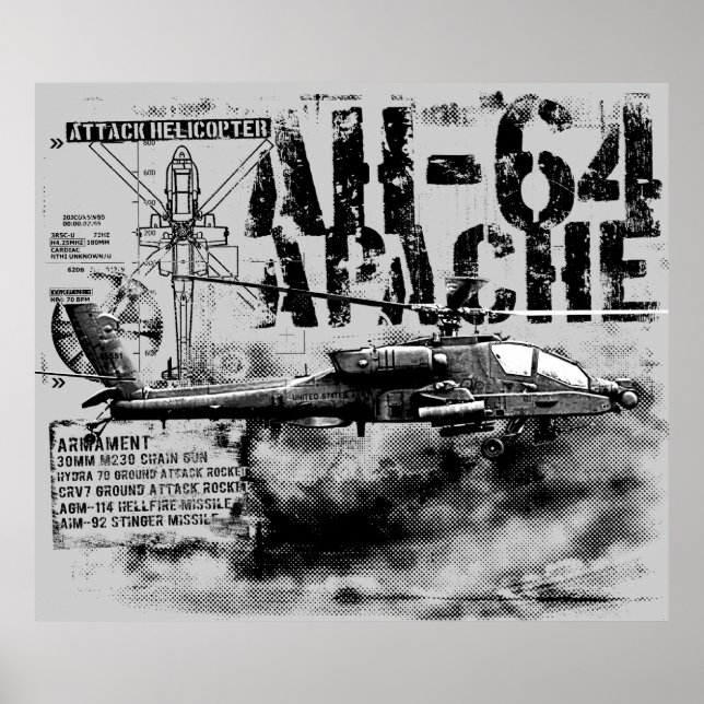AH-64 Apache-utskrift Poster (Framsidan)